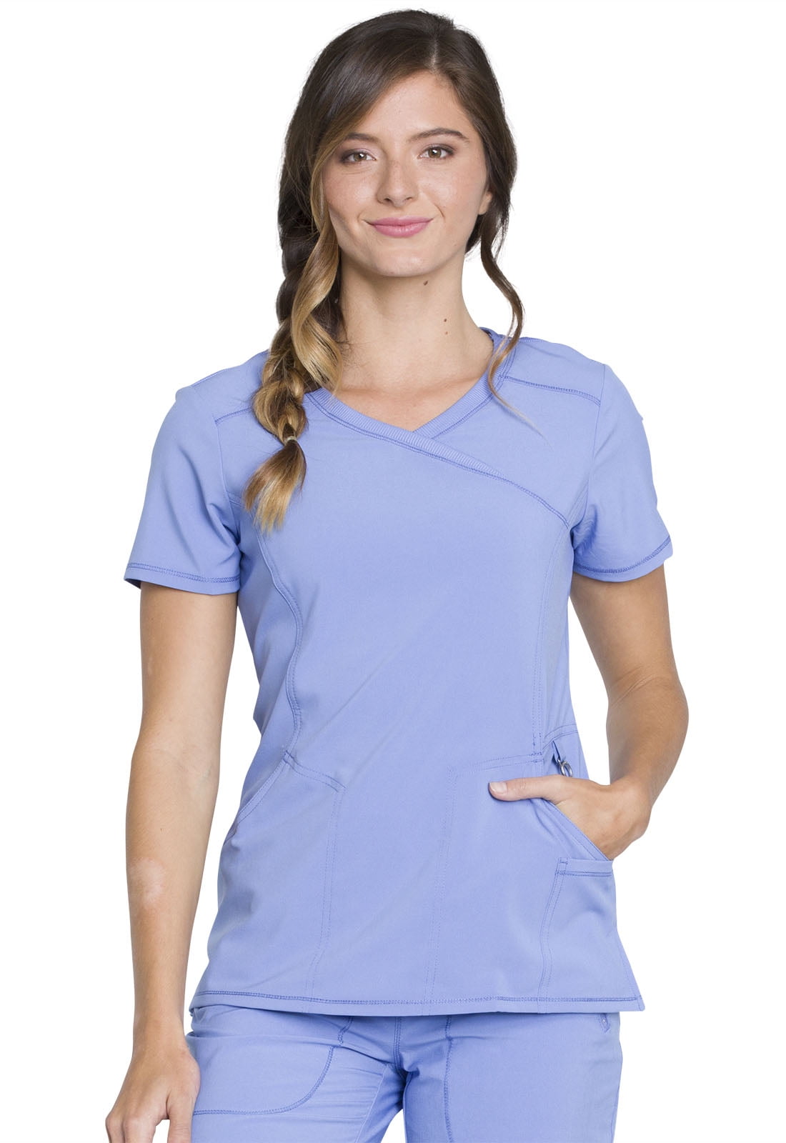 Cherokee Cherokee Infinity Mock Wrap Scrub Top 2625A, M, Ciel