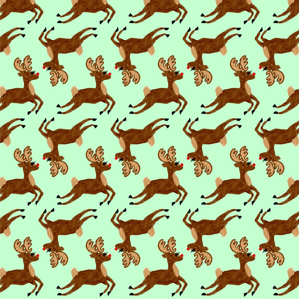 Prancing Reindeer Christmas Pattern Premium Roll Gift Wrap Wrapping