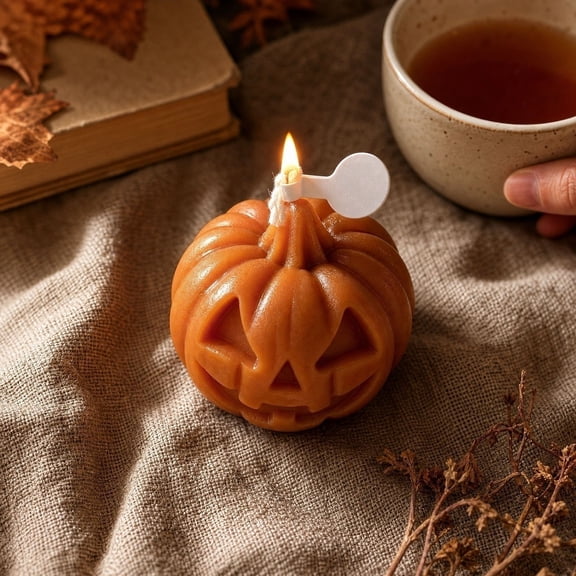 Halloween Pumpkin Shaped Scented Candles Thanksgiving Fall Pumpkin Candles Decoration Halloween Aromatherapy Candles for Home Kitchen Table Decor Halloween Party Supplies