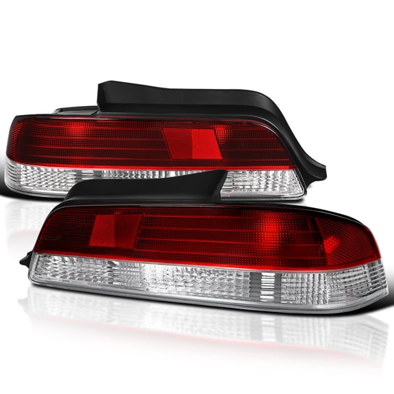 Spec-D Tuning Red Clear Lens Tail Lights Compatible with 1997-2001 Honda Prelude, Left Right Pair Assembly