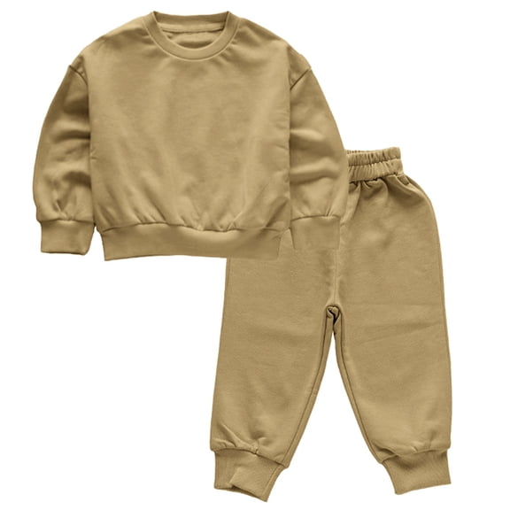 UACY Toddler Boys or Girls Sweatshirts Fall Winter Outfits Long Sleeve Plain Crewneck Sweatshirt and Jogger Pants Set