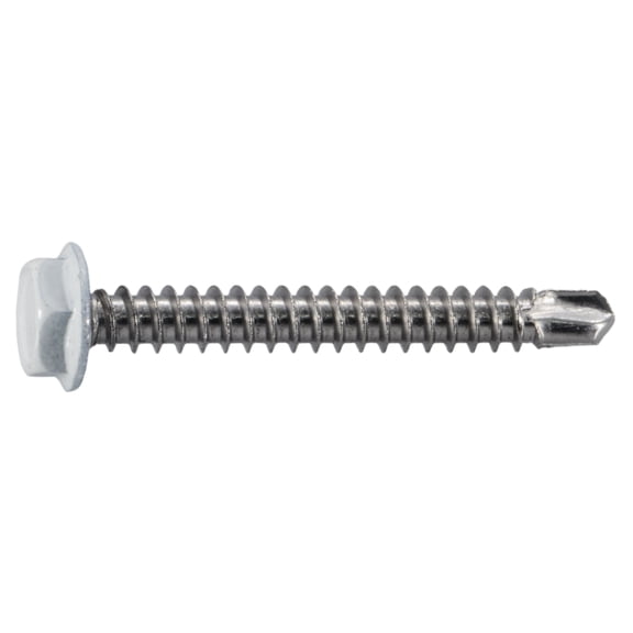 #10-16 x 1-1/2" White 410 Stainless Hex Head Self-Drilling Screws (8 pcs.)