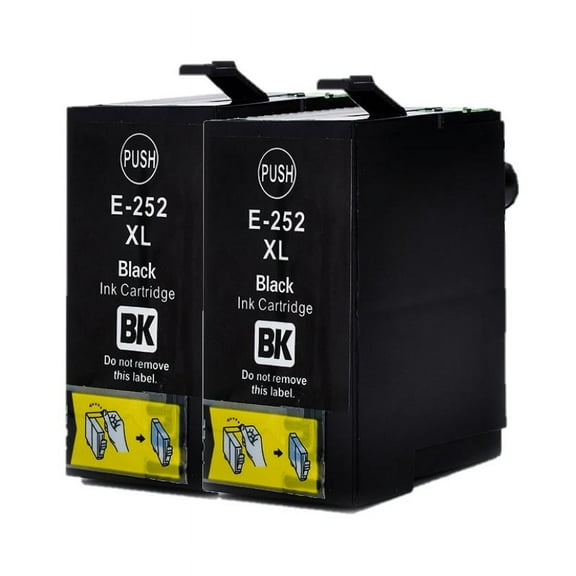 Compatible T252XL 252 XL Black Ink Cartridge Replacement for Workforce WF-7110 WF-7720 WF-7710 WF-3620 WF-3640 Printer (2 Black)