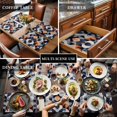 thumbnail image 3 of Vintage Watercolor Color Block Placemats Set of 4,Wipeable Washable Table Mats for Dining Tables, Abstract Blue Brown Waves Place Mats for Kitchen Event Party Tabletop Decor, 3 of 9