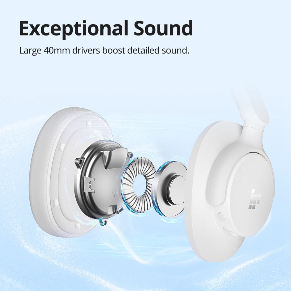 Tronsmart SOUNFII Q20 Bluetooth Single Feed Noise Cancelling Over-Ear Headphones White