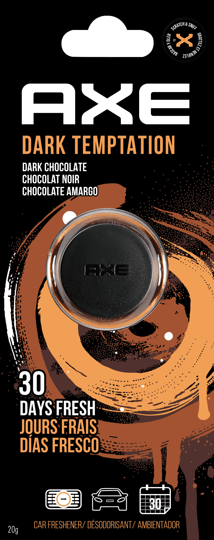 Axe Car Air Freshener Mini Vent Clip Dark Temptation, 1 Pack