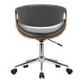 thumbnail image 5 of Armen Living Geneva Mid-Century Office Chair in Chrome finish with Gray Faux Leather and Walnut Veneer Arms, 5 of 8