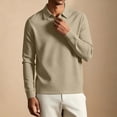 thumbnail image 2 of Kaemgyyd Mens Long Sleeve Shirts V Neck Casual Golf Shirt Fall Fashion Collared Pullover Soft Comfy Clothes（Khaki,3X-Large）, 2 of 7
