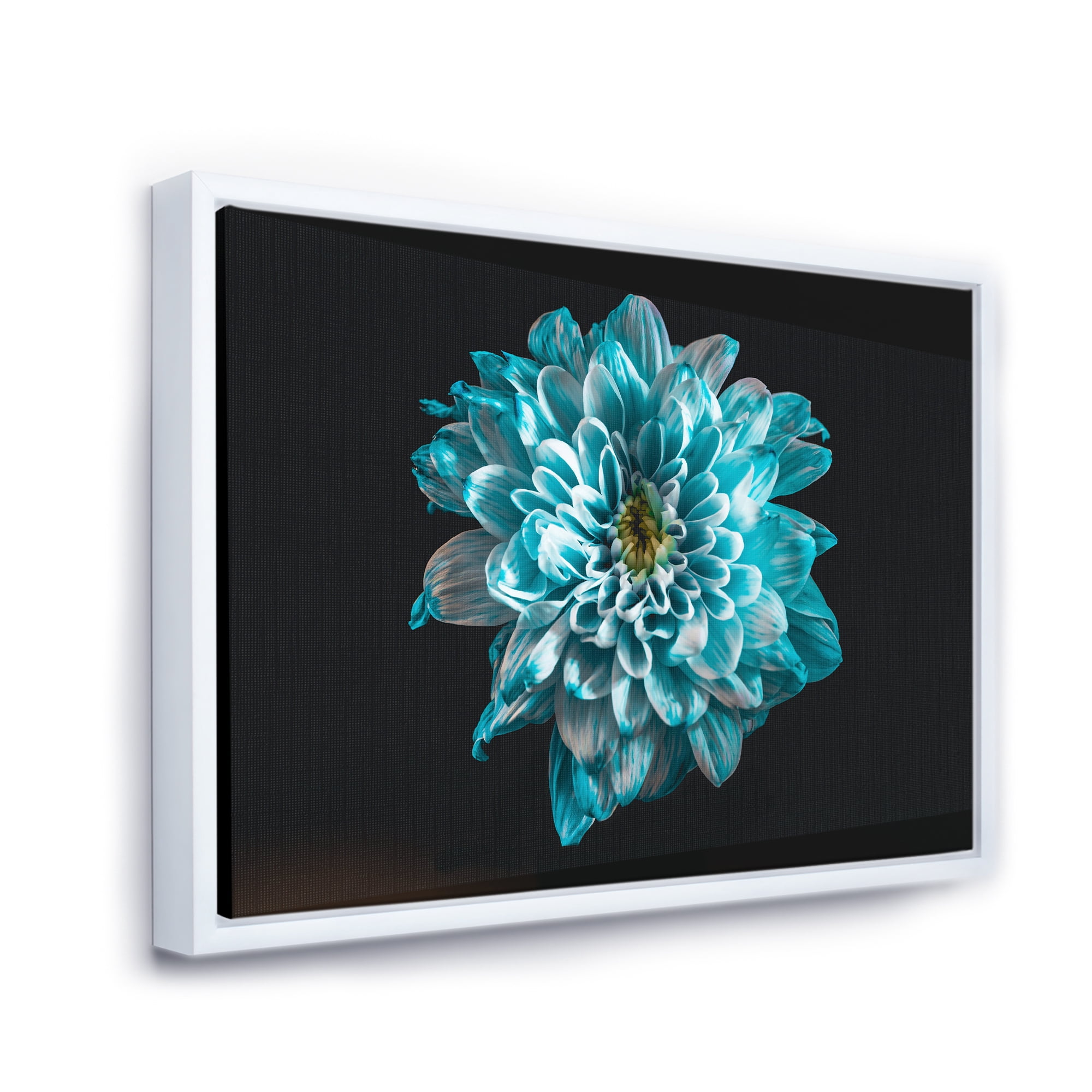 Designart 'Close Up Of Flower With White and Blue Petals' Traditional Framed Canvas Wall Art Print