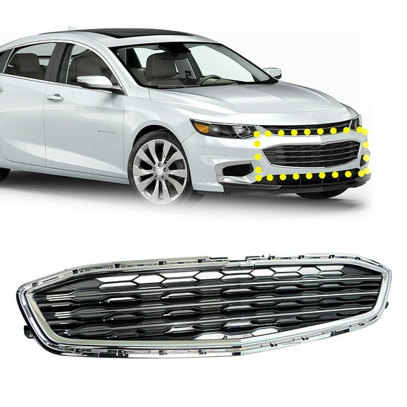 Chrome Front Grille Grill Fit for Chevrolet Malibu 2016 2017 2018