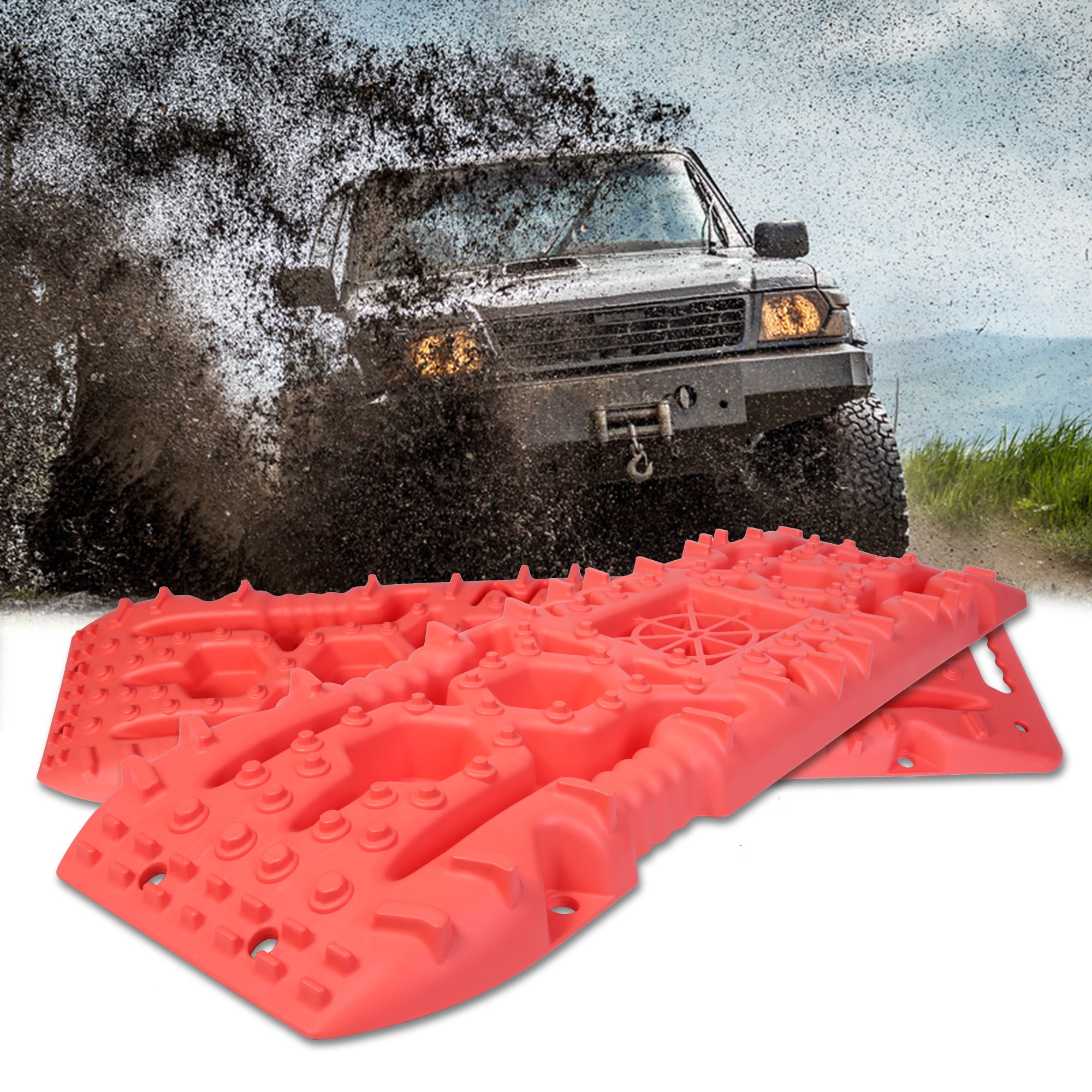 2 Pc 12 x 33 Explorer Off Road Recovery Tracks Mats For Snow Mud And Sand Traction 