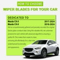 thumbnail image 4 of FARRLADI Silicone Windshield Wipers Replacement for Mazda CX5 2017-2024,Mazda CX9 2016-2024,Original Equipment Automotive Replacement Wiper Blades - 24"+18"+14"(3 Pack), 4 of 9