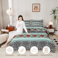 thumbnail image 3 of Erosebridal Bohemian Aztec Full Size Comforter Sets, Zebra Print Bedding Sets, Teal Orange White Black, Reversible 3 Pieces, 1 Comforter and 2 Pillowcases, 3 of 6