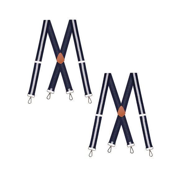 Buyless Fashion Heavy Duty 2 Pack Suspenders for Men - 48" Adjustable Straps 1 1/2" - X Back with Strong Hooks