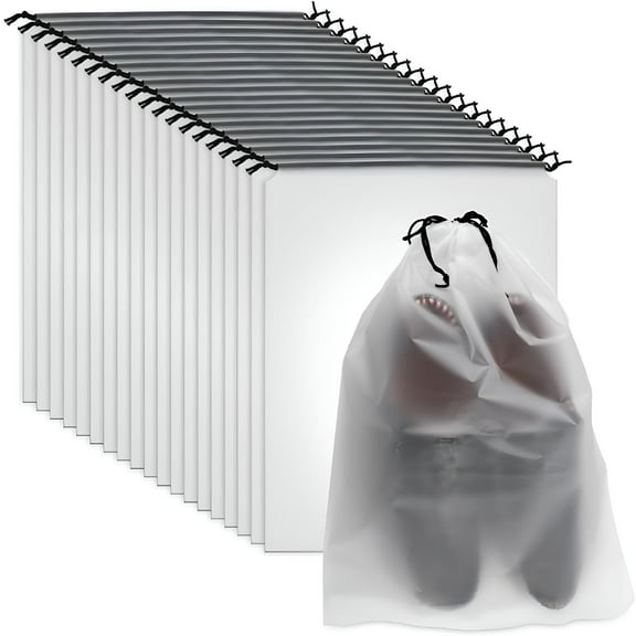 GASTROPOD 20pcs Transparent Travel Covers Shoe Bags for Packing in Suitcase,Large 15.7x11.8 Inch Clear Shoes Storage Packing Rope Pouch Organizers Drawstring Shoe Dust Bag for Moving House for Men
