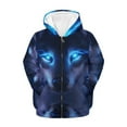thumbnail image 6 of Chririnla Blue Eyes Wolf Kids Zip Up Hoodie with Pockets Long Sleeve Soft Comfy Casual Outerwear for School Travel ​​Size 10-12​​, 6 of 7
