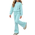 thumbnail image 2 of LvhaoGJOB Little Kids Girls Sweatshirt and Pants Outfit Set, Light Blue - graphic print, custom print, 2 of 7