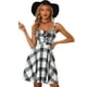 thumbnail image 1 of Disfraz de navidad Vestido de mujer vintage a cuadros con cordones sin mangas y correa ajustable para fiesta Blanco XS Allegra K, 1 of 6