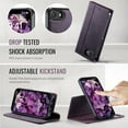 thumbnail image 3 of ELEHOLD Magnetic Detachable Wallet Case for iPhone 16e, Shockproof Faux Leather Stand RFID Card Slots Detachable Mag-Safe Magnetic Case Cover,Removable Back Shell,Purple, 3 of 12