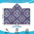 thumbnail image 2 of Blue Ethnic Paisley Pattern Hooded Bath Towel，60"x35" for Ages 3 To 12 Kids, Quick Dry Lightweight Soft Microfiber Hood Beach Towel Cover Up for Kids, 2 of 7