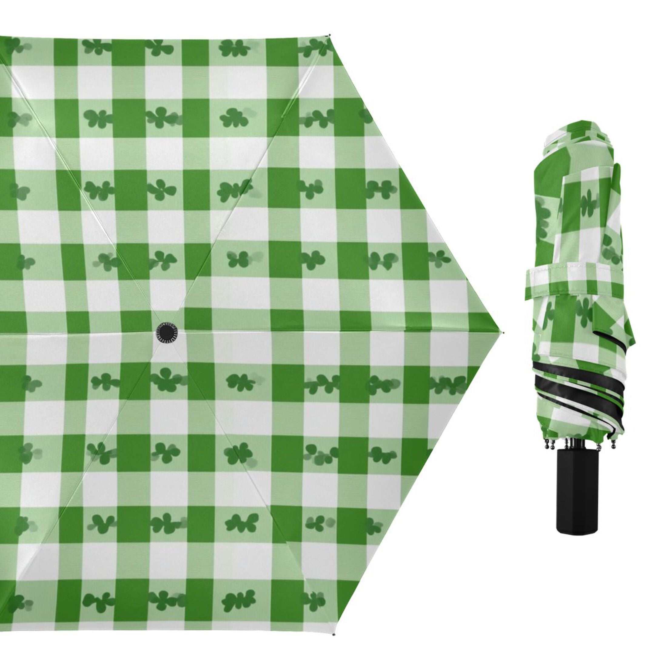 ALAZA St Patricks Leaf UPF 50+ Compact Folding Umbrella for Rain Travel Umbrella Packable