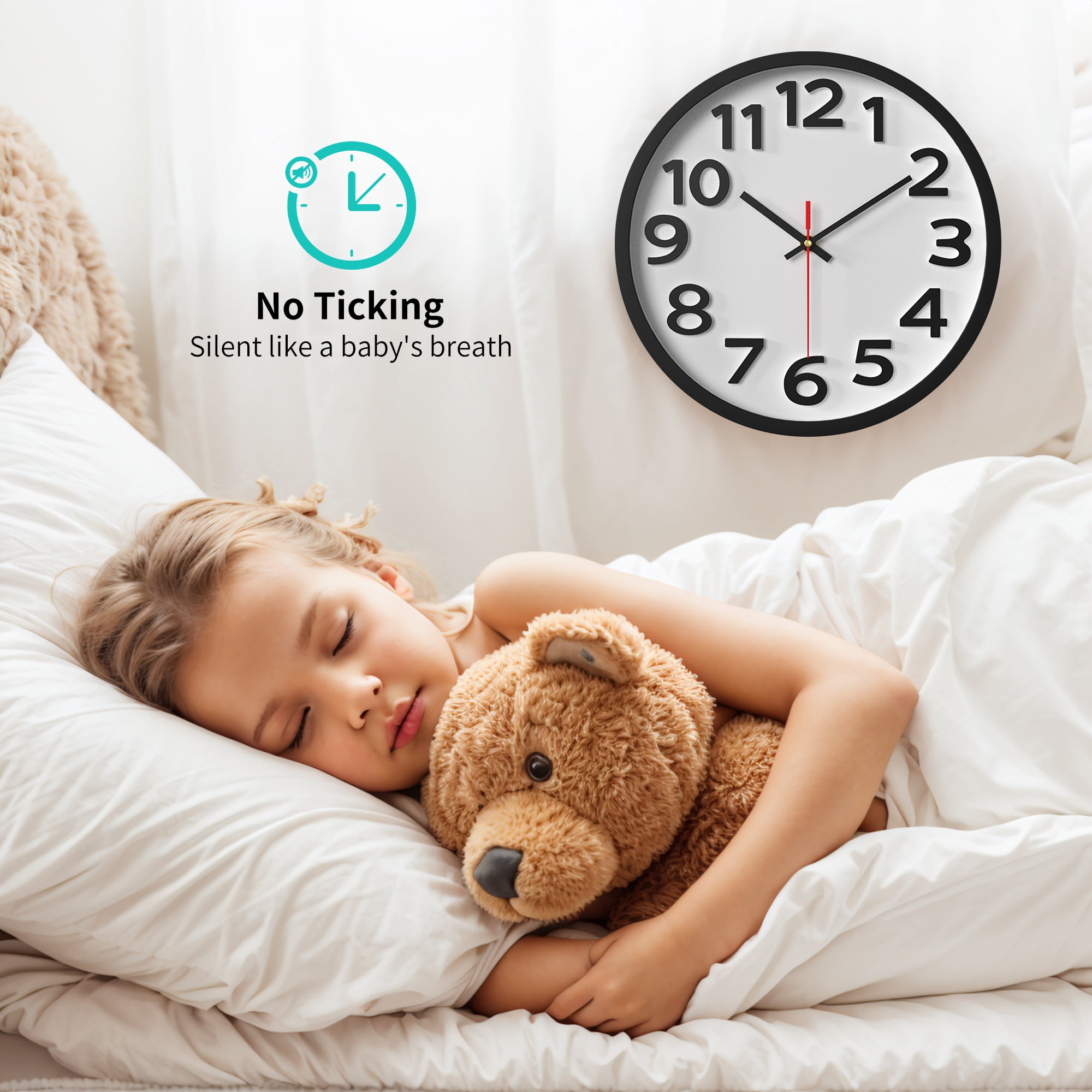 Unique Bargains Non-Ticking Battery Operated Wall Clock Grey