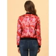 thumbnail image 4 of INSPIRE CHIC Blouson Bomber à Imprimés Floraux pour Femmes à Col Montant, Fermeture Éclair, Rouge, m, 4 of 5