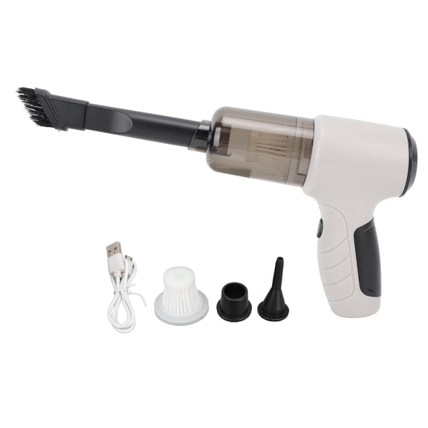 Aspirador de coche portátil de mano, aspirador de succión fuerte, aspirador inalámbrico recargable de 2400mAh, gris y blanco