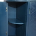 thumbnail image 4 of GDF Studio 47" Modern Oval Storage Cabinet, 4-Door Fluted Wood Buffet Sideboard with Sliding Doors, Antique Blue, 4 of 11