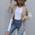 thumbnail image 4 of WREESH Women's Mid-length Stitching Loose Color-Block Knitted Cardigan Sweater Coat Blouse, 4 of 6