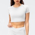 thumbnail image 4 of Vmvidoty Short Sleeve Tops for Women Quick-drying Running Workout Tops for Women Athletic Seamless Crop Basic Gym Yoga Tops White XL, 4 of 7