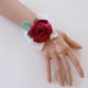 thumbnail image 3 of Pulsera de muñeca con ramillete de hojas y perlas para boda, fiesta, flores de rosa Vino rojo, 3 of 9