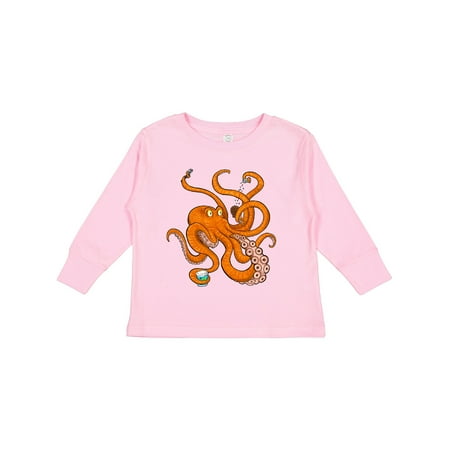 

Inktastic Giant Orange Octopus Eating Ice Cream Gift Toddler Boy or Toddler Girl Long Sleeve T-Shirt
