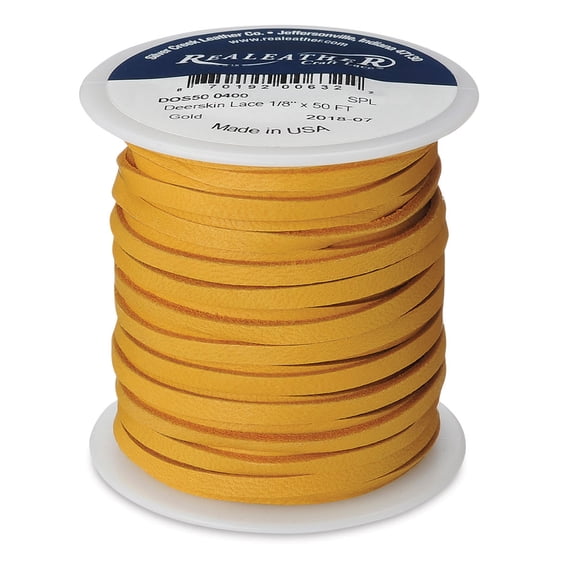 Realeather Deerskin Lace - 1/8" x 50 ft, Gold