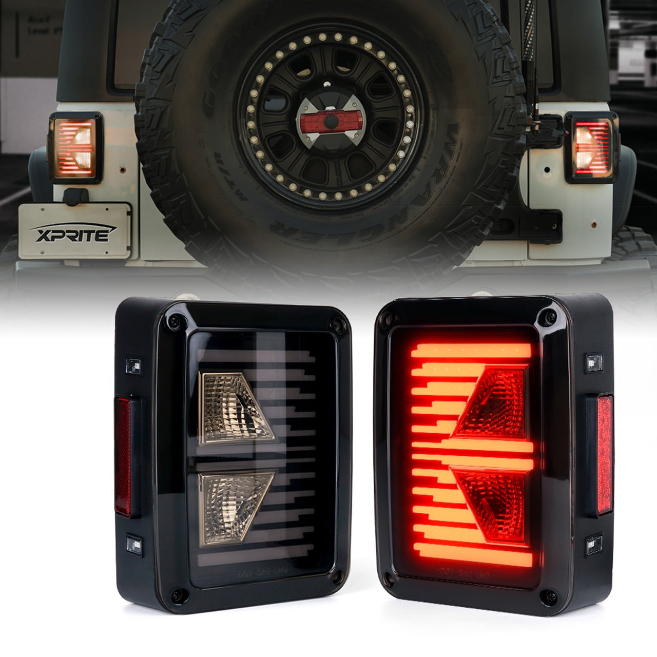 Xprite Smoke Lens LED Turn Signal Replacement Light for 07-18 Jeep Wrangler JK