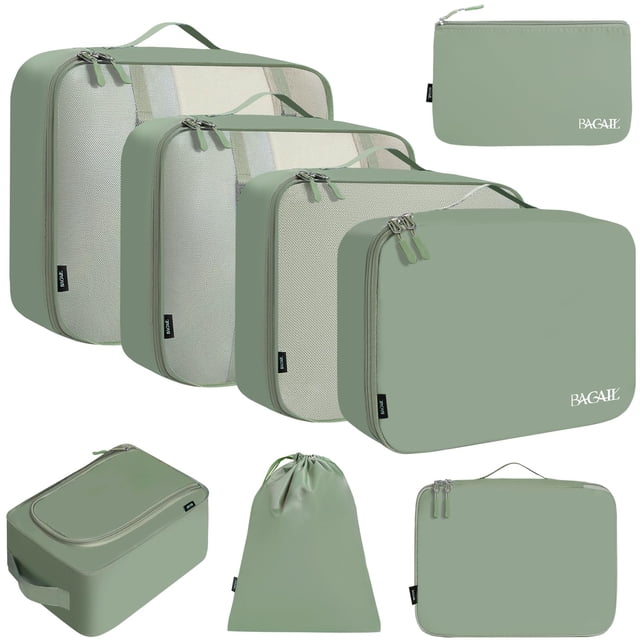 Juego de 8 organizadores de equipaje BAGAIL de Packing Cubes, color verde matcha
