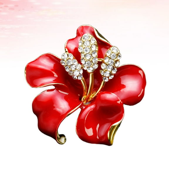 Soimiss Creative Women Brooches Rose Shaped Red Lapel Brooch for Mother's Day 1Pack