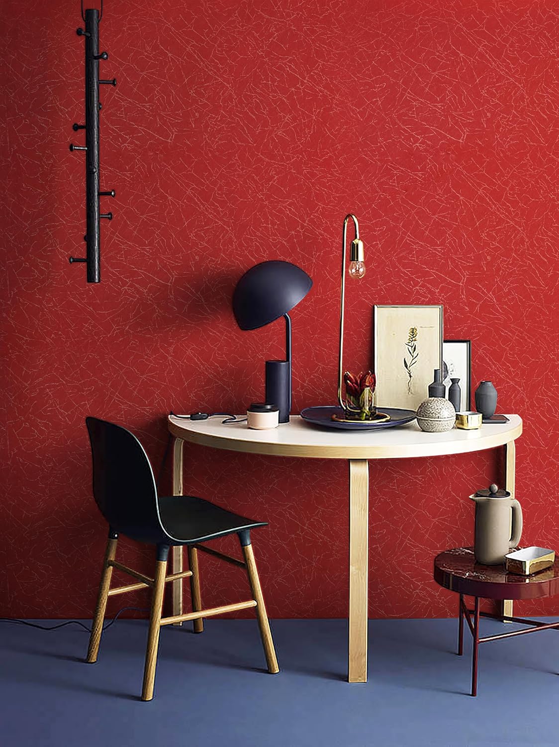 393"x 17.3" Red Silk Wallpaper Textured Contact Paper Removable Wallpaper Peel and Stick for Walls Solid Color Decorative Self Adhesive Wall Paper Vinyl Rolls