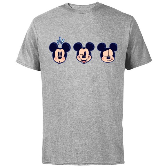 Disney Mickey Mouse Emoticon Expressions - Short Sleeve Cotton T-Shirt for Adults - Customized-Athletic Heather
