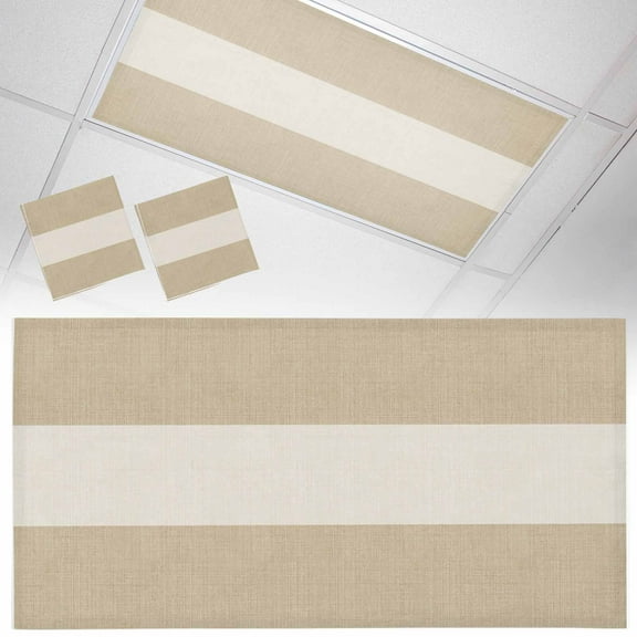 2 Pack Country Retro Fluorescent Light Covers for Ceiling Lights Vintage Linen Texture Magnetic Ceiling Light Covers Overhead Light Filters for Office Classroom Home