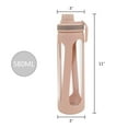 thumbnail image 6 of 20oz Water Bottles with Water Jug Lid Handle Reusable Fitness Sports Bottle Odor Proof and Stain Resistant, Protective Sleeved Glass Bottle, Khaki, 6 of 6