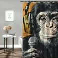 thumbnail image 2 of Autua Monkey Headphones Microphone Shower Curtain Set with Hooks 69"x72, 2 of 7