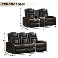 thumbnail image 3 of Bonzy Home Electric Power Recliner Chairs Sofa Set Theater Seating with Console Living Room Furniture Set, Cup Holders, Hidden Arm Storage, USB Ports Brown, 3 of 8