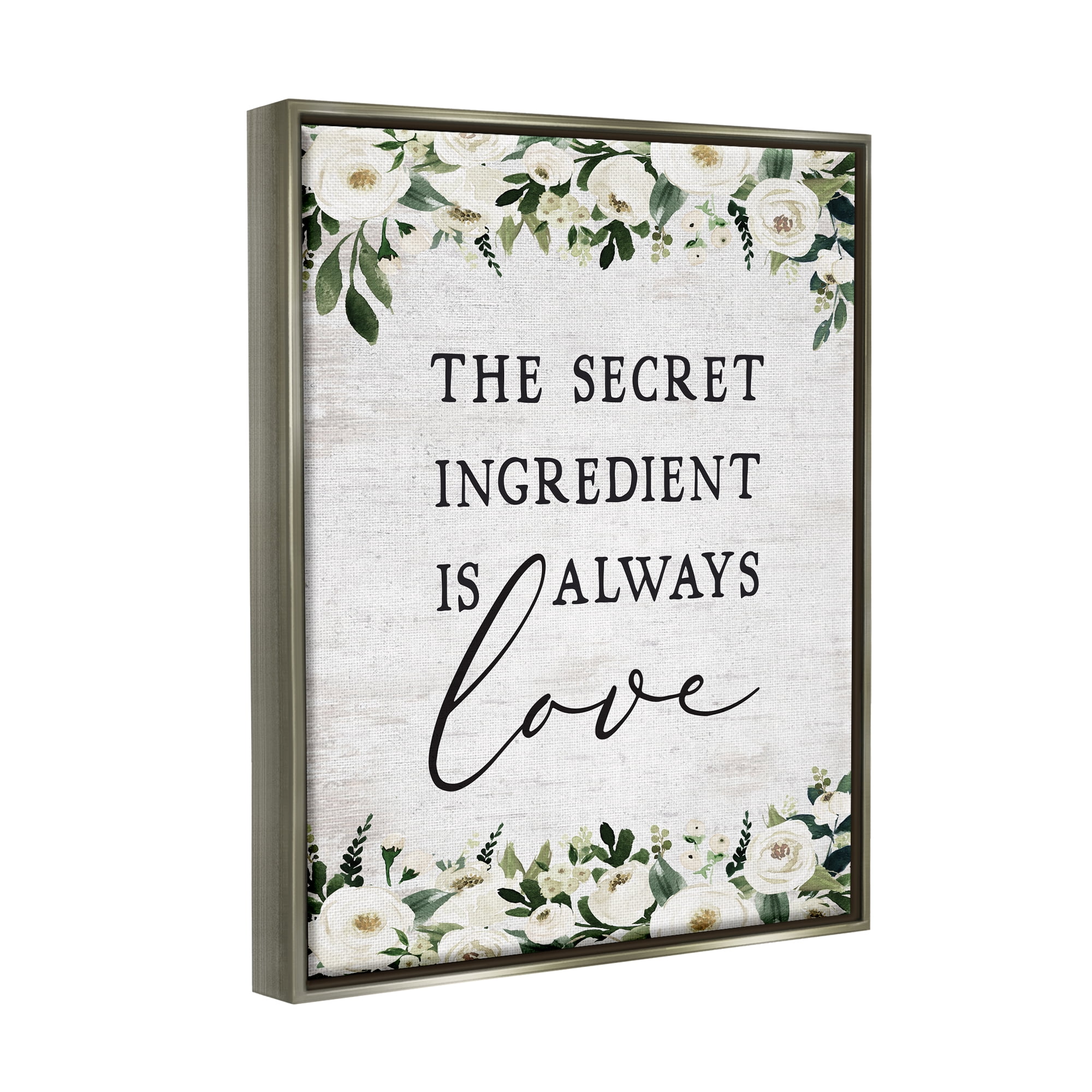 Stupell Industries Secret Ingredient Love Botanical & Floral Painting Gray Floater Framed Art Print Wall Art, 25 x 31