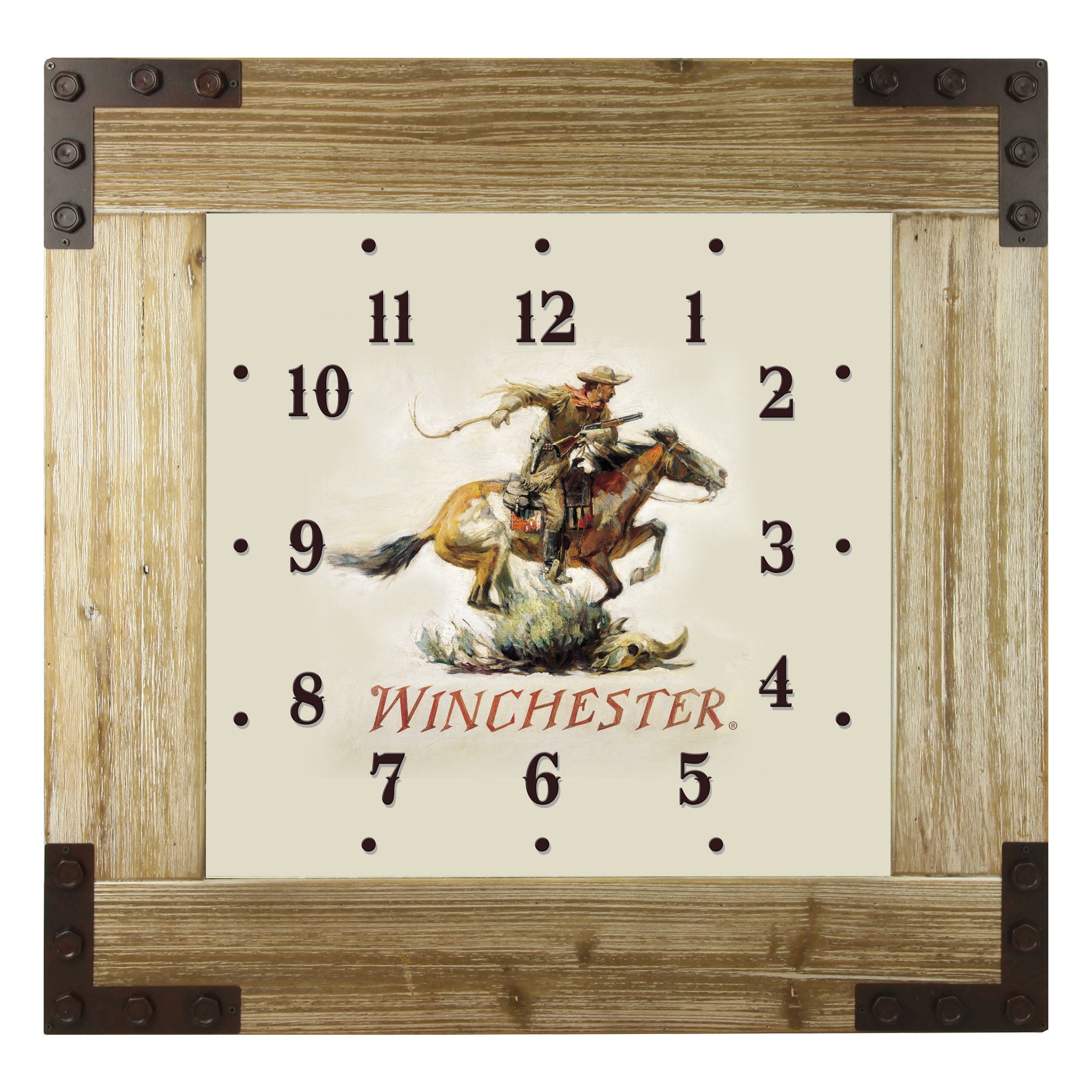 Rivers Edge Products Large Wall Clock, Wood 24 Inch Square Frame