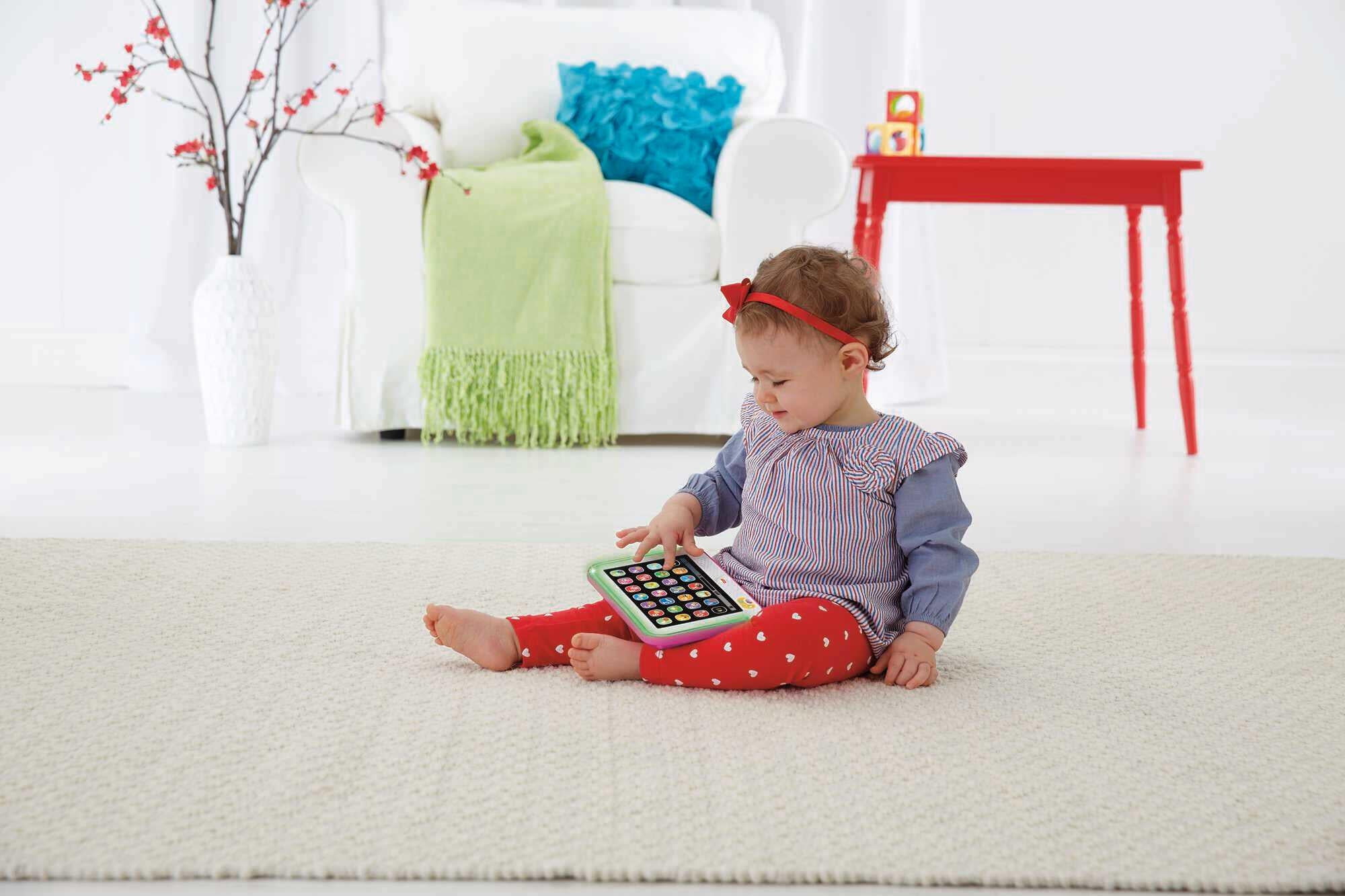 Fisher-Price Pretend Tablet Learning Toy with Lights and Music, Baby and Toddler Toy, Pink