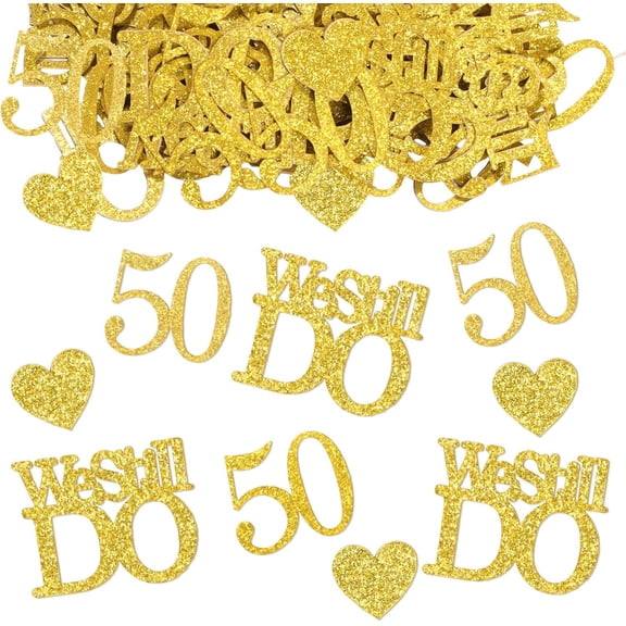 120pcs 50th Anniversary Confetti Decorations Gold Glitter 50th Wedding Anniversary Table Scatter 50 We Still Do