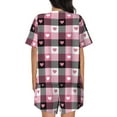 thumbnail image 3 of Kdxio Heart Plaid Print Pajamas Sets for Women Short-Sleeved Pjs with Lounge Shorts Two Piece Sleepwear S-4XL, 3 of 9