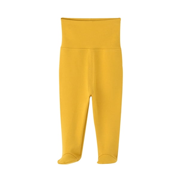 Odeerbi 3-12 Meses Niños Niñas Algodón Footie Pijama Pantalones de Cintura Alta Sleepwear Bottoms Cómodo Color Sólido Sleepwear Casual Pantalones