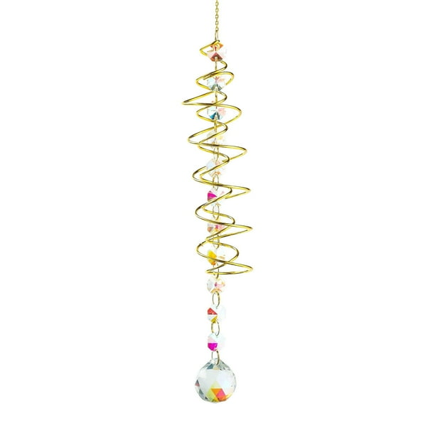 Adorno de jardín en espiral Colgante de cristal arcoíris Colgante giratorio para capturar el viento